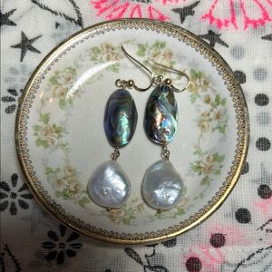 Elegant Abalone and Pearl Drop Earrings